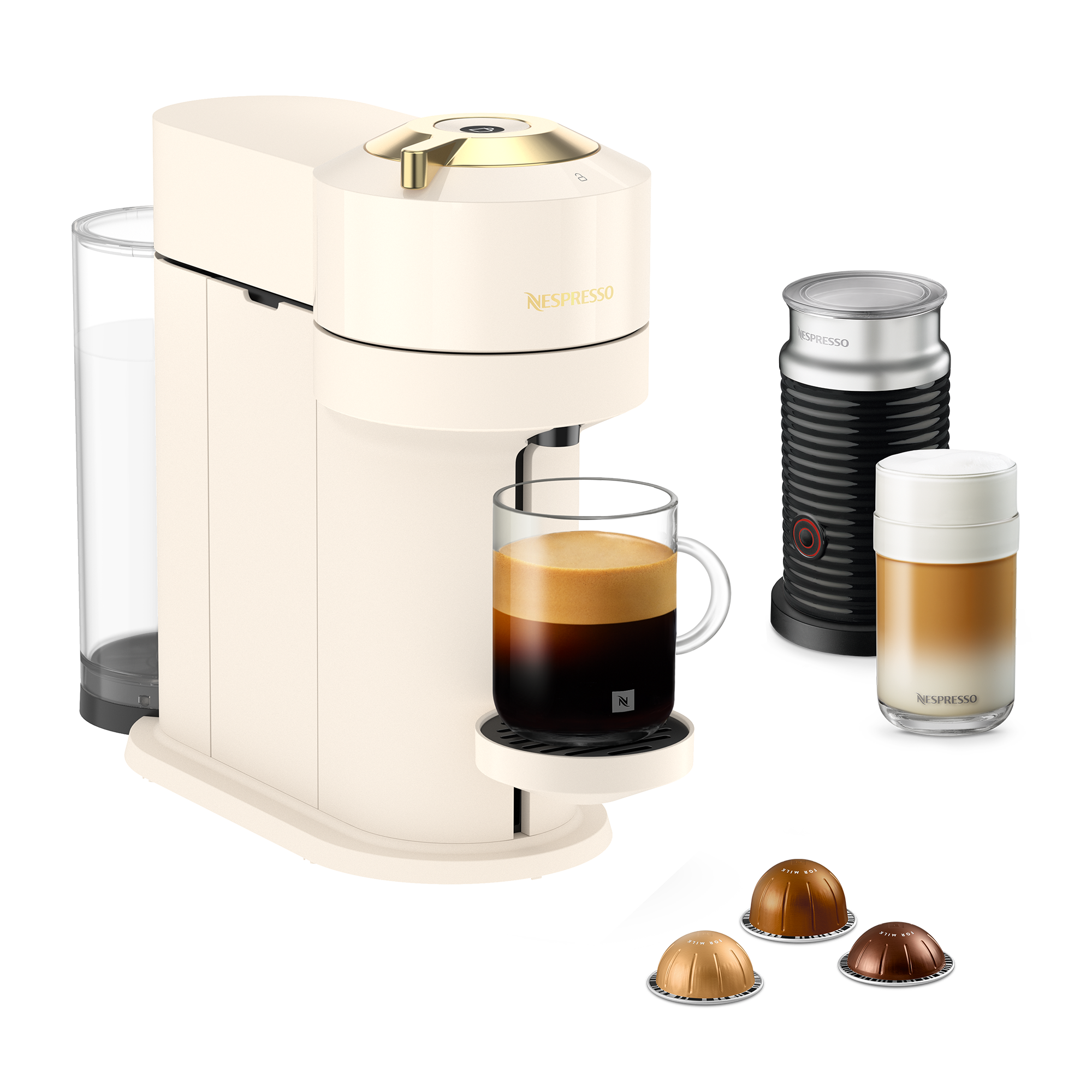 Vertuo Next Premium Creamy White Gold & Aeroccino3 Milk Frother