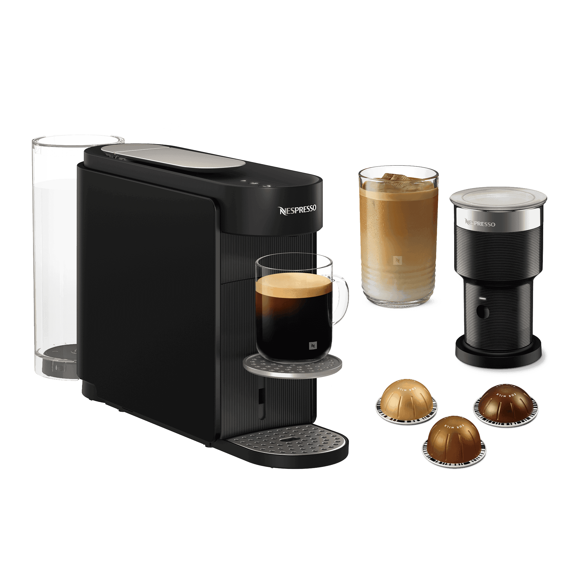 Vertuo Up Ink Black & AeroXL Milk Frother