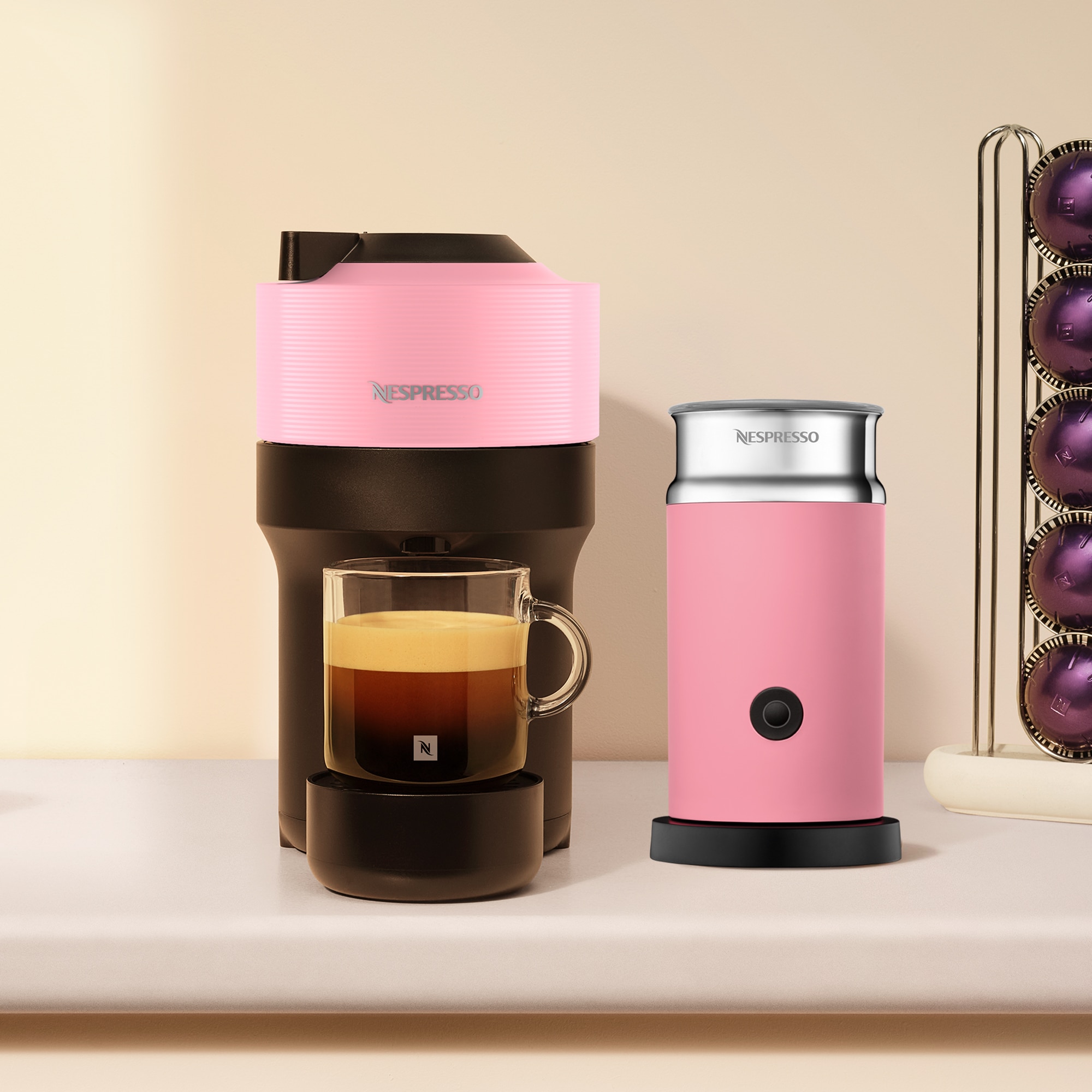 Vertuo Pop Candy Pink and Aeroccino 3 Pink - Nespresso Australia