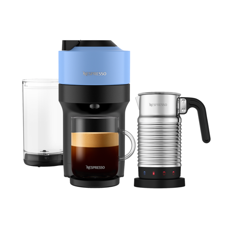 Vertuo Pop+ Pacific Blue Coffee Machine & Aeroccino - Nespresso Canada