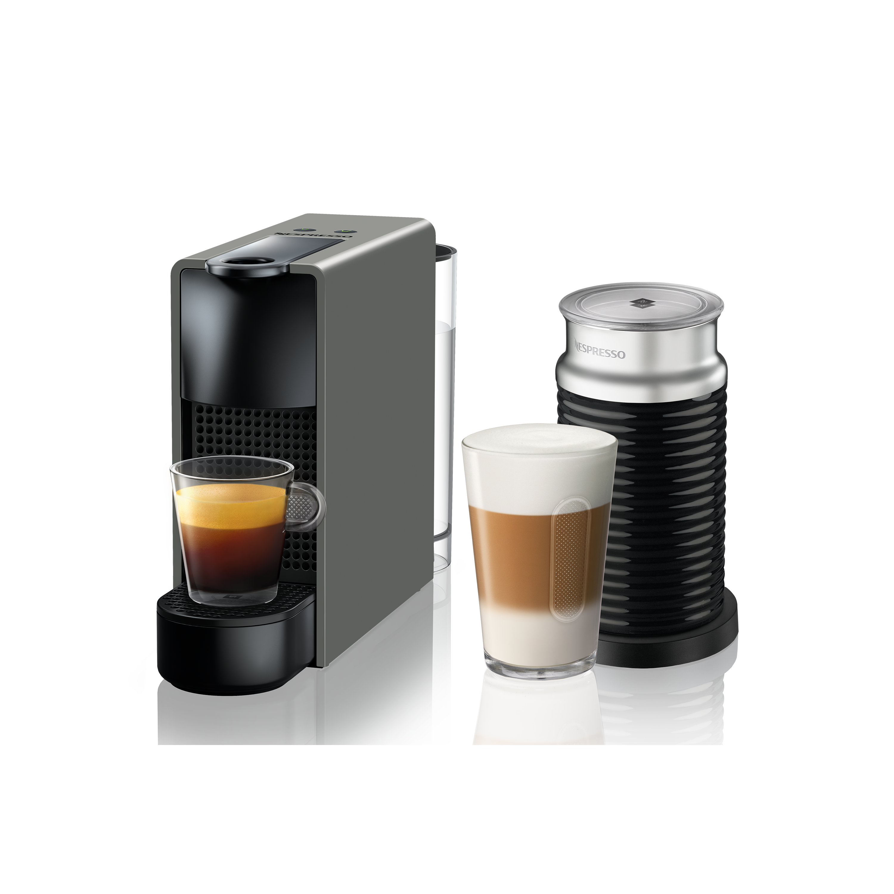 Кофемашина Nespresso Essenza Mini серая и Aeroccino 3 — фото 2