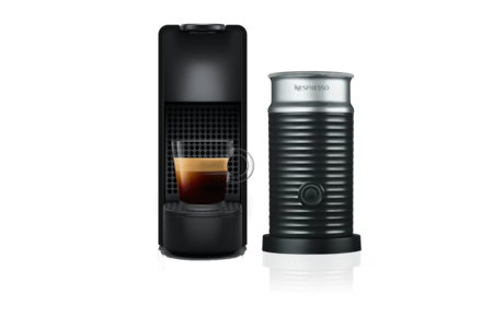 Cafeteira elétrica Nespresso Essenza Mini preta com espumador de leite Aeroccino3