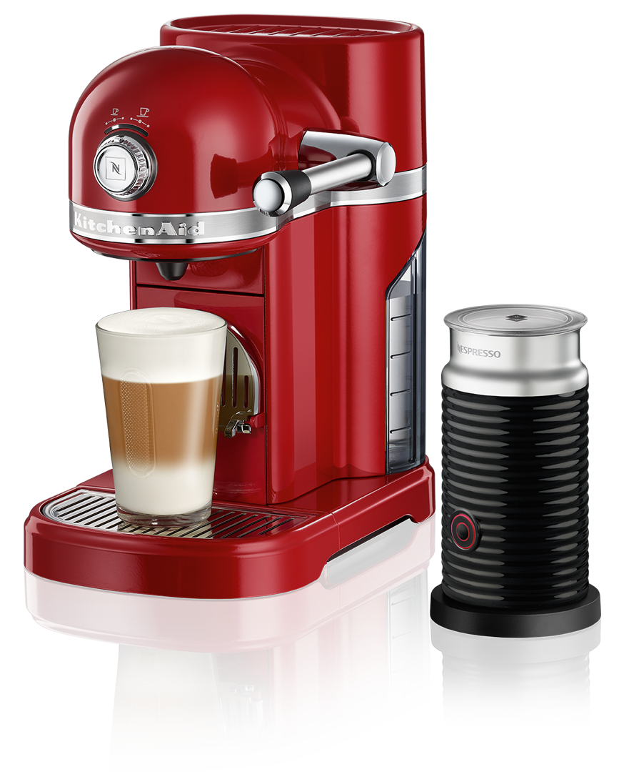 Kitchen Aid Empire Red & Aeroccino 3 Coffee Machine and Milk Frother