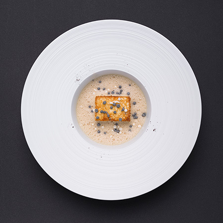 Monkfish and pike bisque, Grand Cru Indriya from India sauce