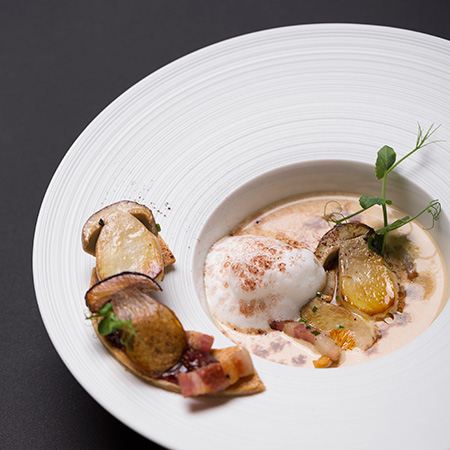 Soupe de Châtaigne de l’ardèche, Champignons Sauvages – Grand Cru Dulsão do Brasil façon Cappuccino