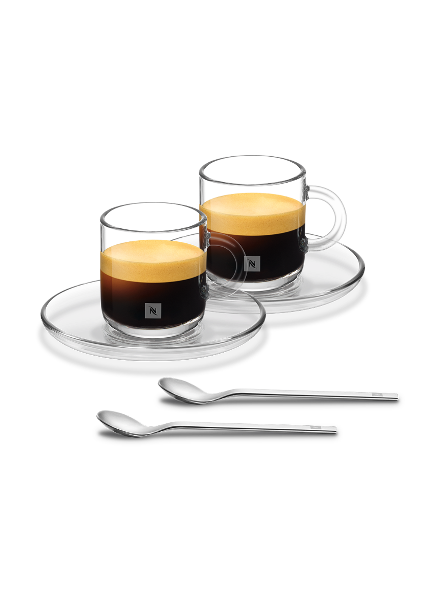 VERTUO Espresso Set of 2 Espresso cups (80ml) & saucers and 2 spoons (12cm)