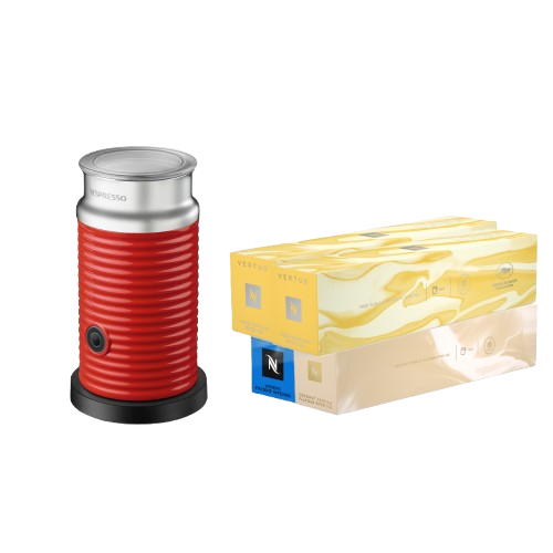 Pack Aeroccino rouge + 40 Capsules Vertuo