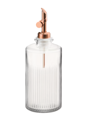 Distributeur de sirop Maison Nespresso – flacon en verre côtelé et bec verseur cuivré pour sublimer vos recettes café Vertuo