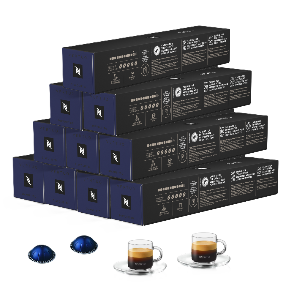  Pack Diavolitto 100 capsules + 2 Tasses Espresso