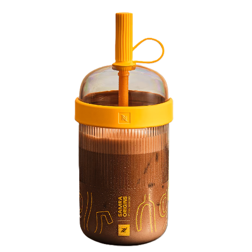 Tumbler Jaune Samra Origins by The Weeknd – gourde Nespresso Vertuo avec paille, café glacé, édition limitée