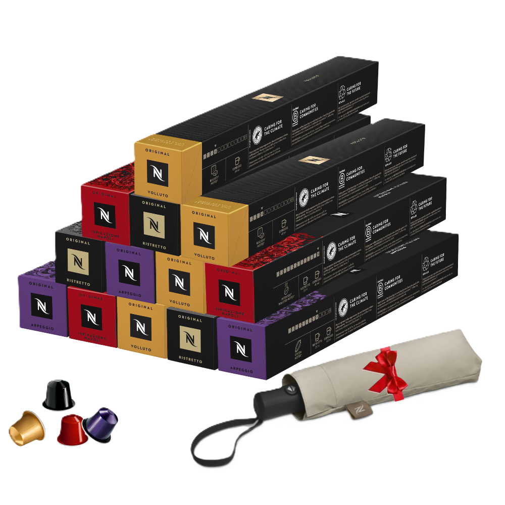 Pack 130 Capsules Nespresso Best Seller + Umbrella Nespresso