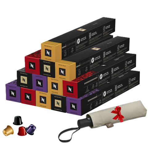 Pack 130 Capsules Nespresso Best Seller + Umbrella Nespresso
