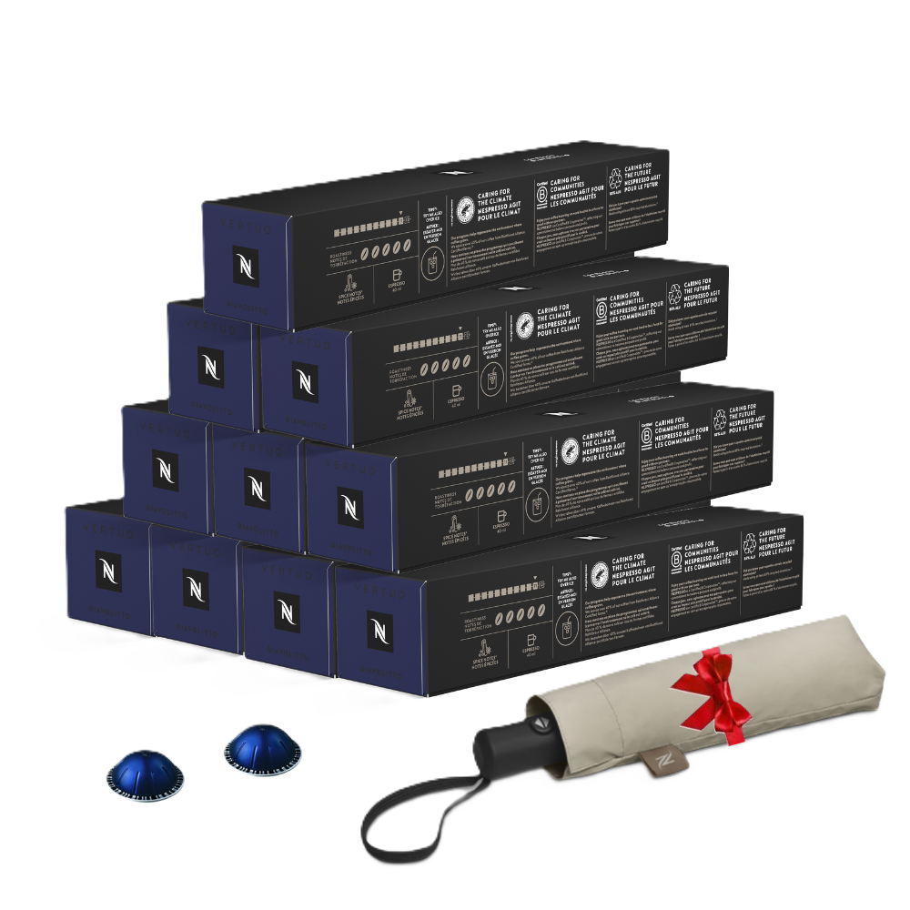  Pack Diavolitto 100 capsules + Umbrella Nespresso