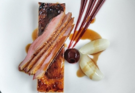 Duck Breast with Caramelized Endives and Cherry Purée