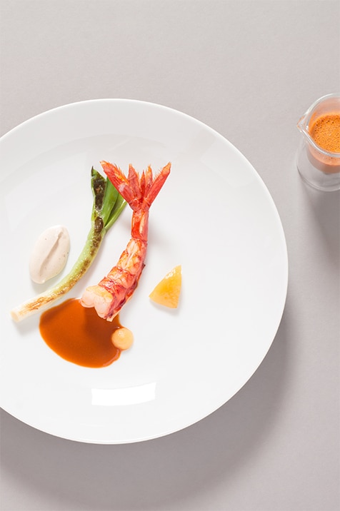 Lightly seared scarlet prawn with full-flavoured head juice, Grand Cru Exclusive Selection Nepal Lamjung