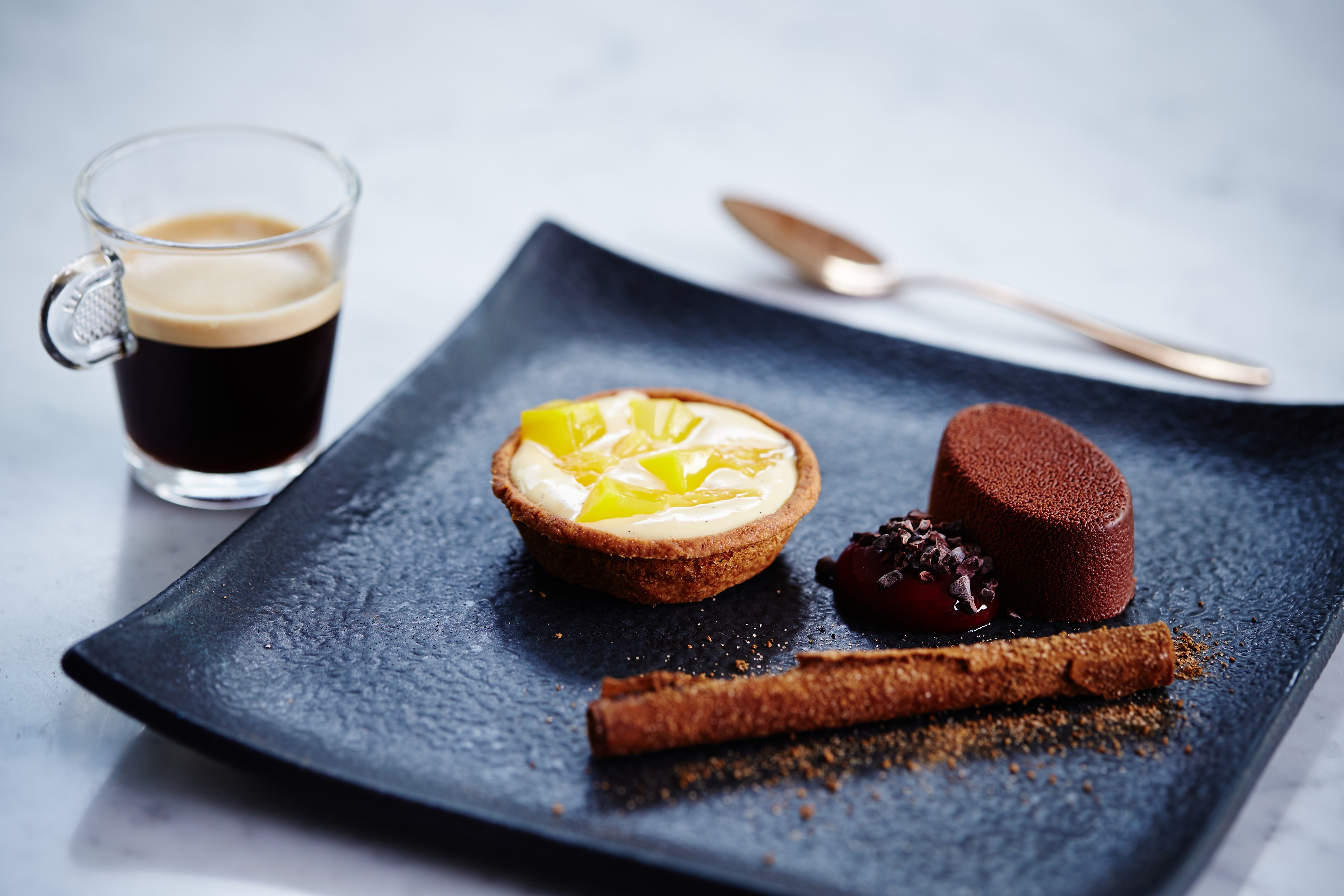 Nespresso Grand Cru Decaffeinato Intenso & Chocolate Cremeux, with Raspberry Gel