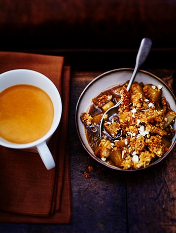 Pears With Coffee-Oatmeal Crumble & Envivo Lungo