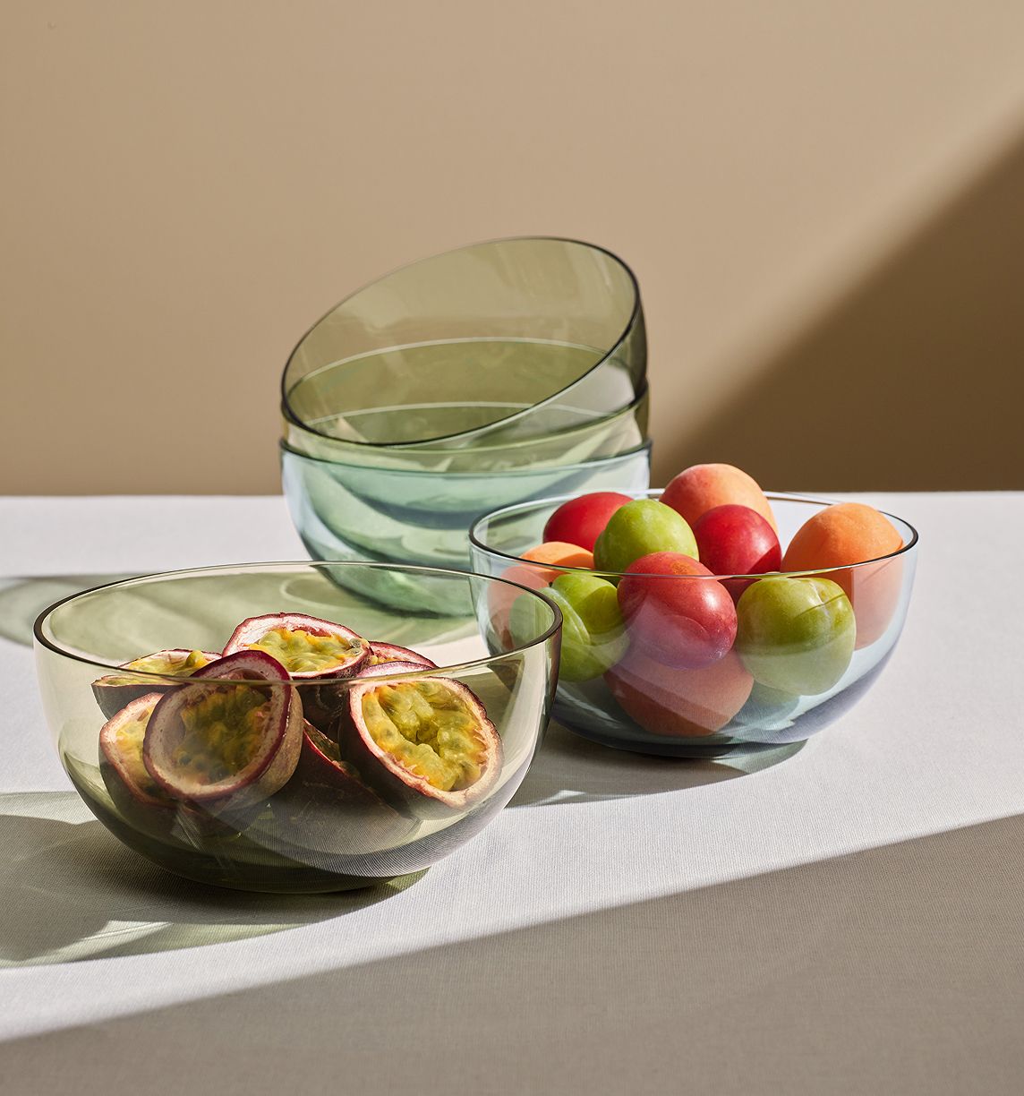 Glass Carafe & colourful tumblers