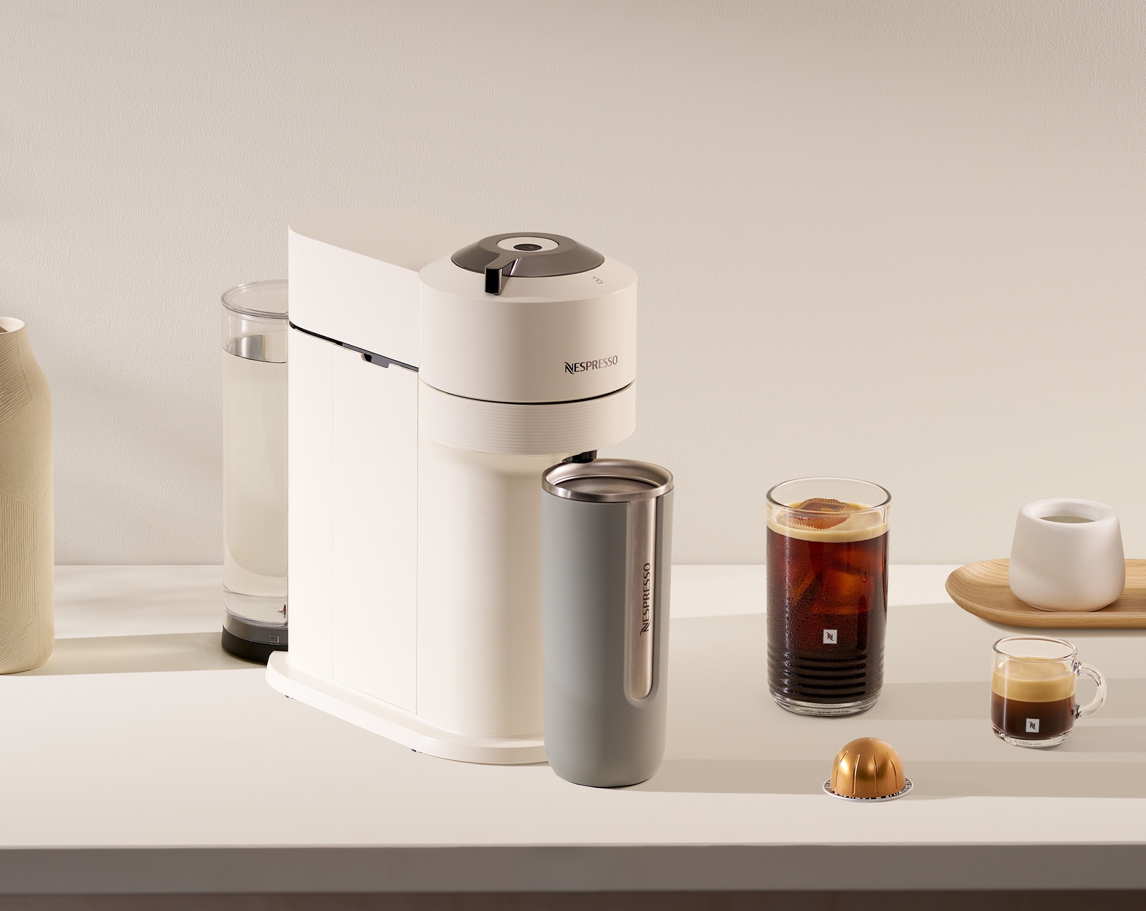 Nespresso Vertuo Next - Premium Creamy White Dark Chrome - Small