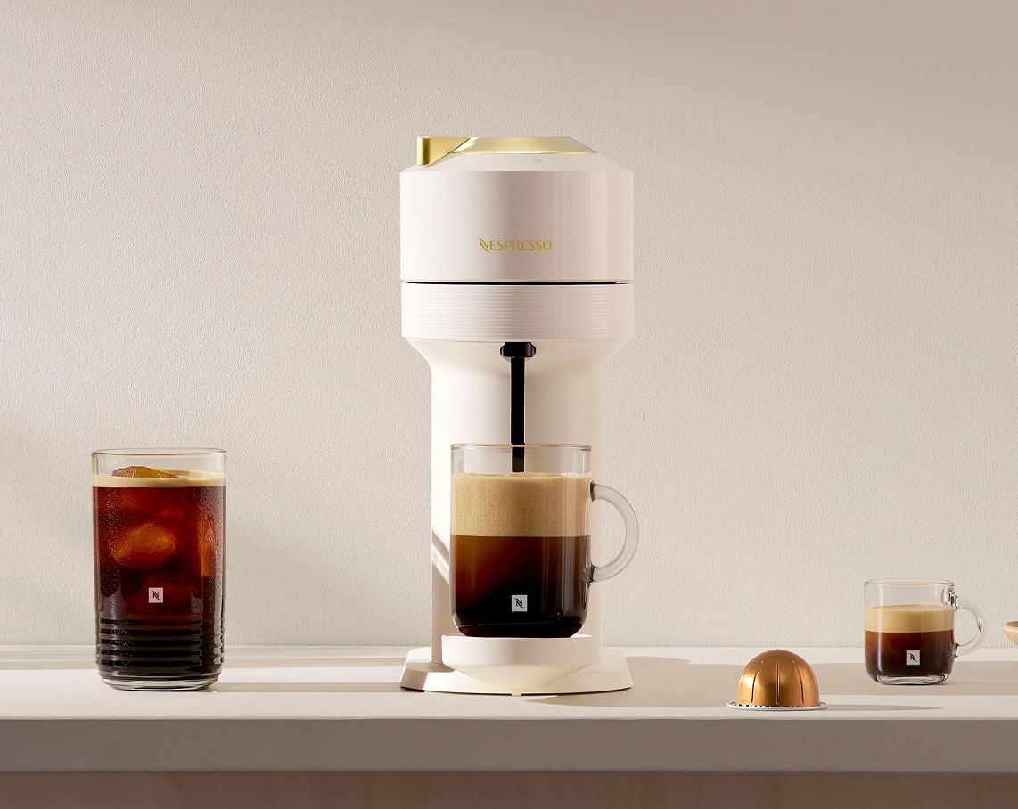 Vertuo Next Full White & Gold Aeroccino Bundle - Vertuo Coffee