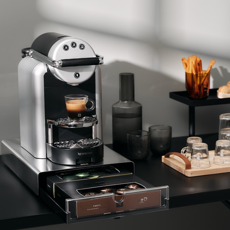 Cassetto Portacapsule Con 2 Griglie | 31x24.5x5.5 Cm | Trasparente | Contiene 35 Nespresso, 20 Lavazza O 20 Dolce Gusto