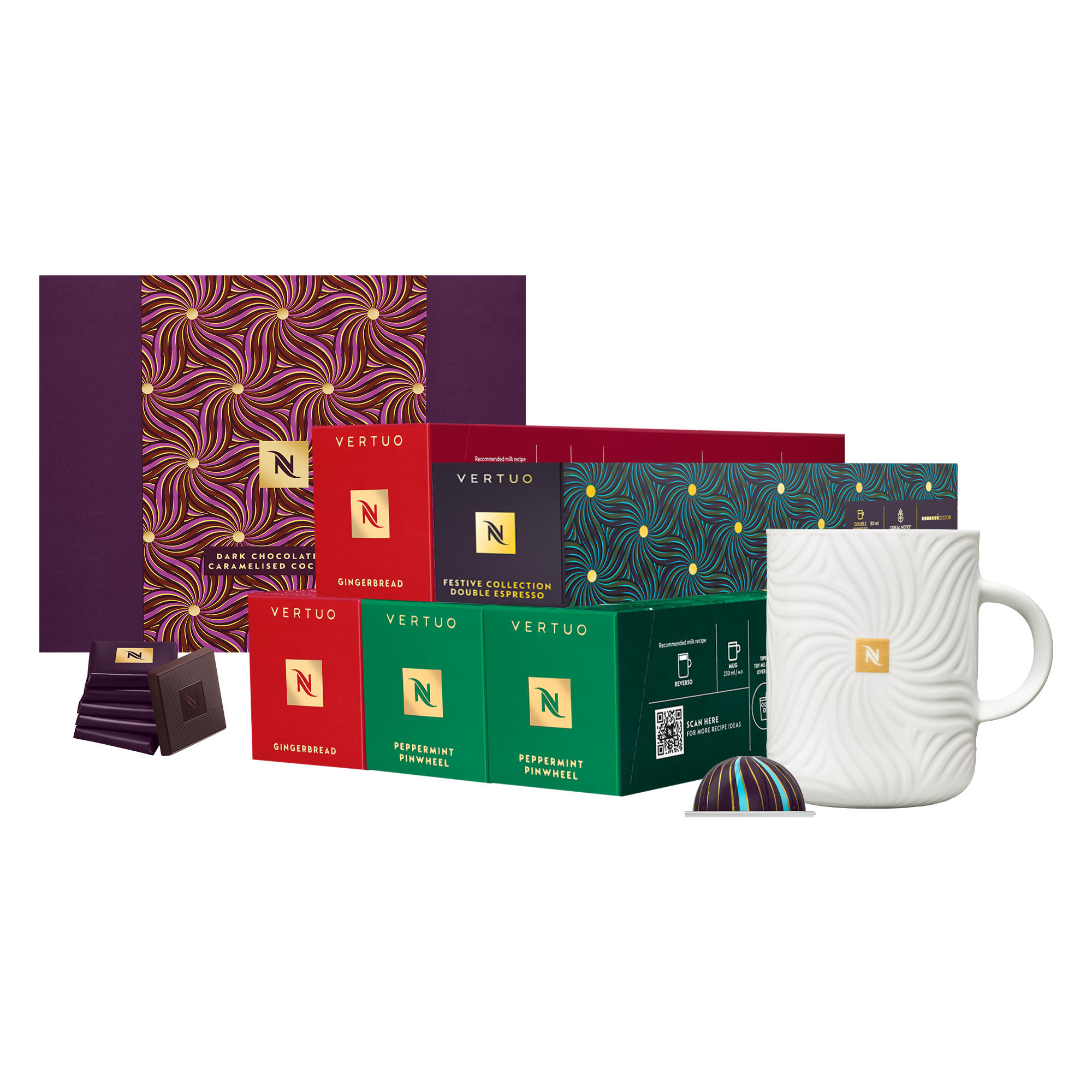 Festive Gingerbread & Peppermint Set Vertuo