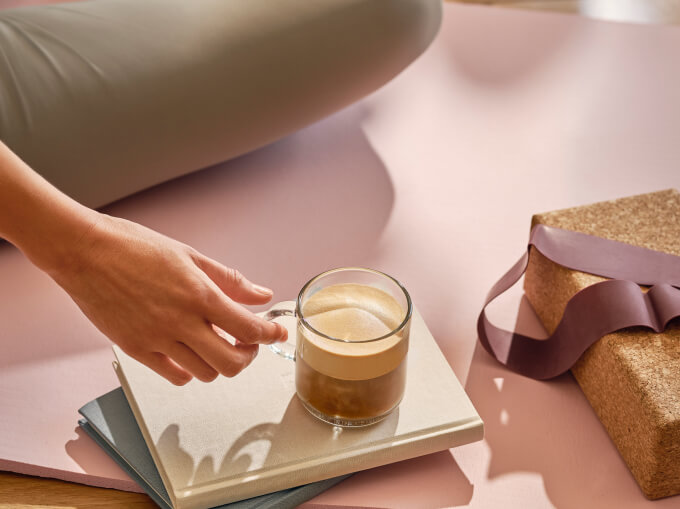 An extended espresso with hot water for a smoother cup of coffee.