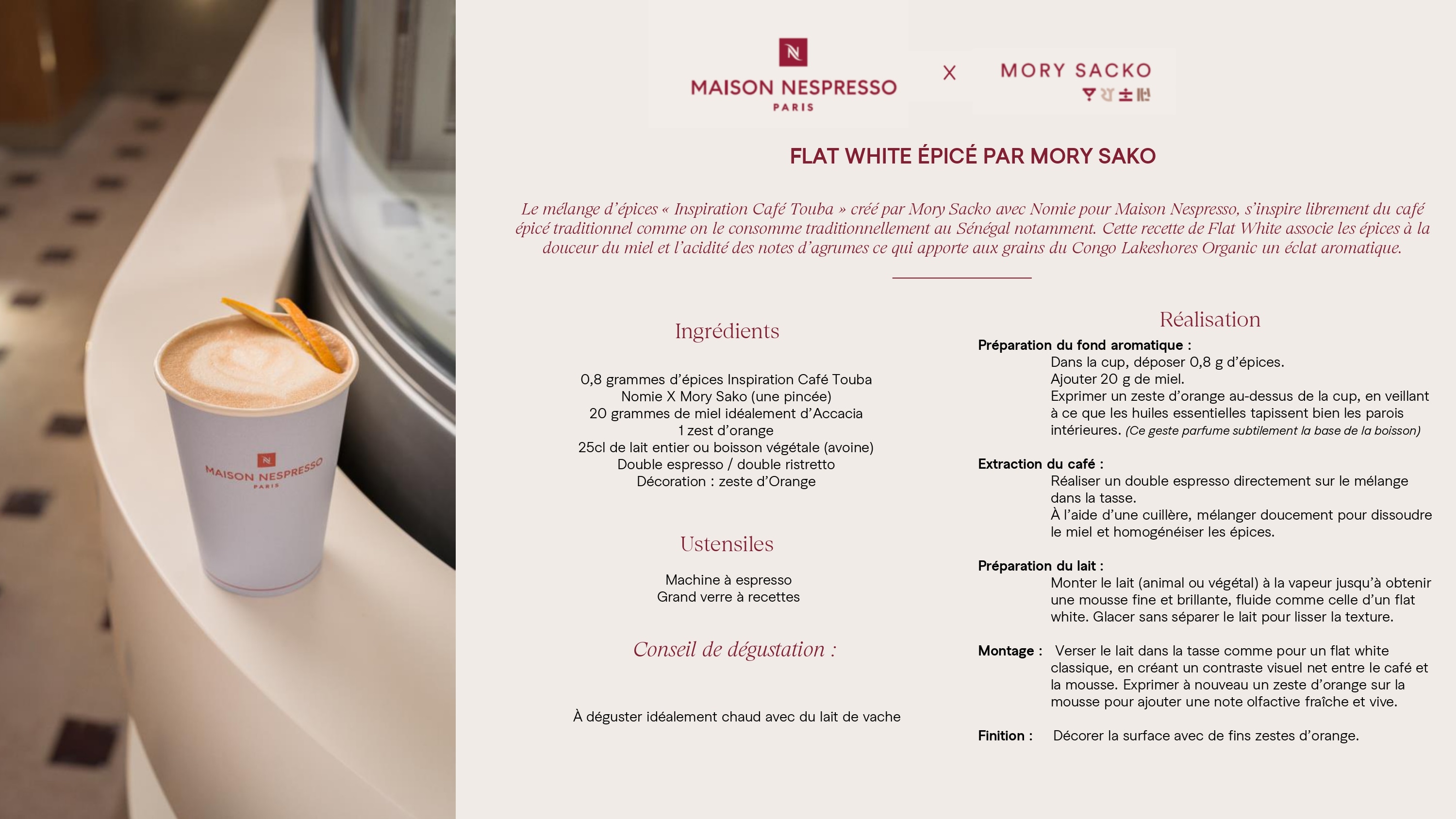 Recette Café Maison Nespresso Mory Scacko x Flat White Epicé| Nespresso™ France