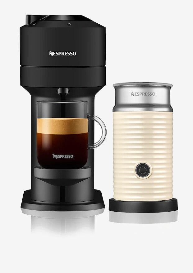 Vertuo Next Matt Black Coffee Machine & Aeroccino3 White Bundle