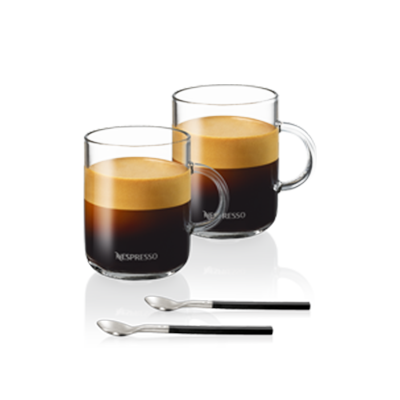 VERTUO Coffee Mugs & Spoons x 2 (390ml)
