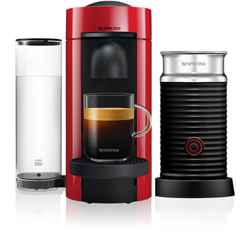 nespresso vertuo plus coffee machine bundle red