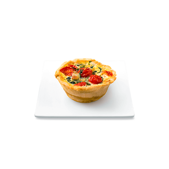Featuring freshly baked Quiche Caprese