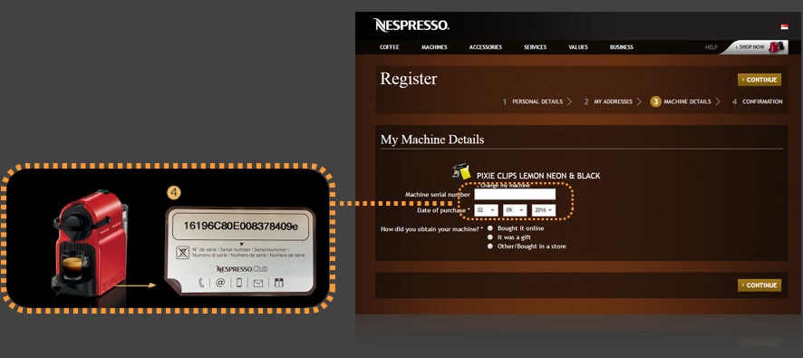 how to find my nespresso machine serial number