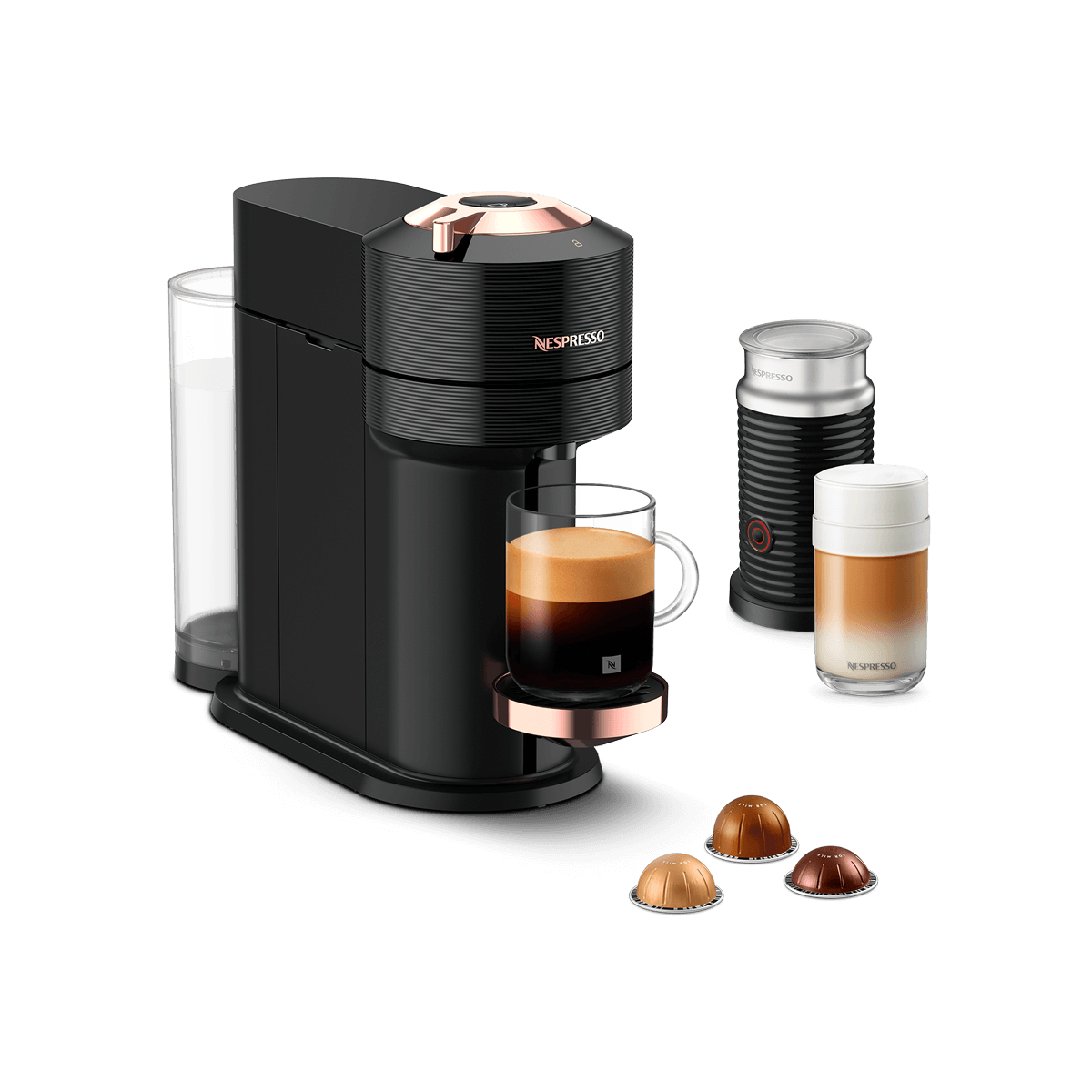 Vertuo Next Premium Black Rose Gold & Milk Frother Bundle - Vertuo