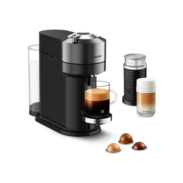 Vertuo Next Deluxe Dark Chrome Coffee Machine & Milk Frother
