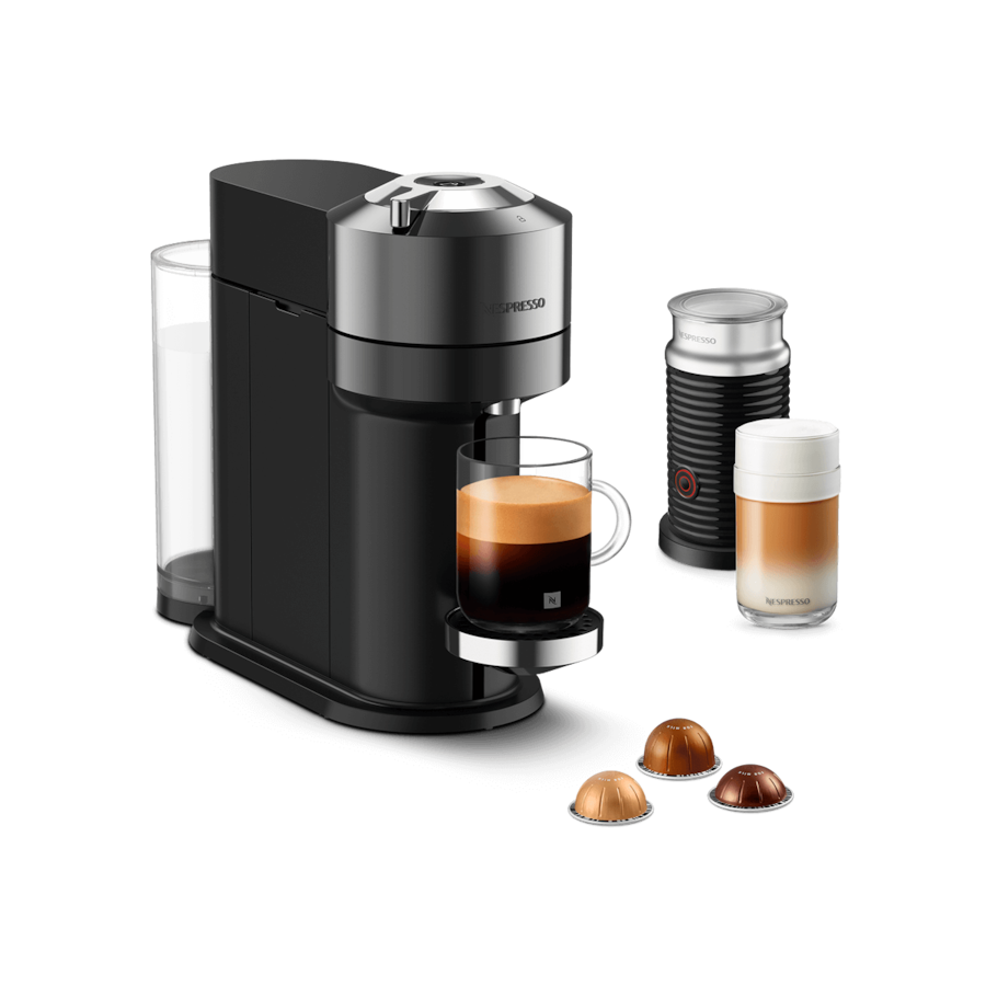 Deluxe Dark Chrome Vertuo Next Refurbished & Milk Frother