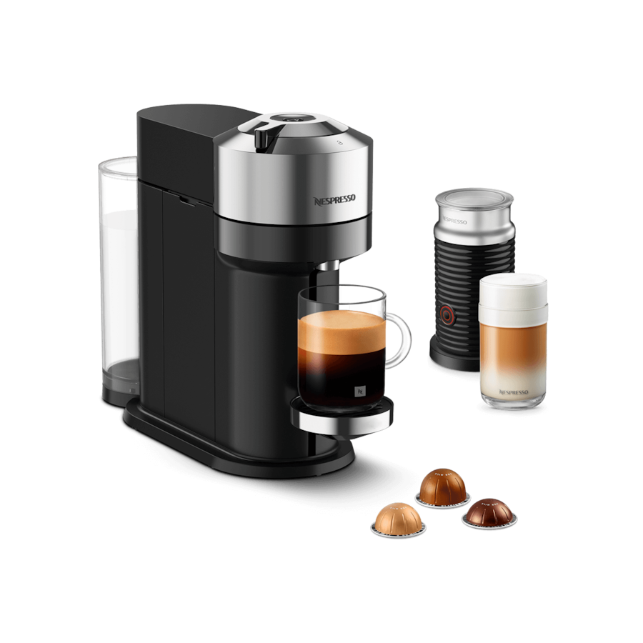 Nespresso VERTUO NEXT エスプレッソマシン Deluxe Chrome Vertuo Next Refurbished & Milk Frother | Nespresso USA