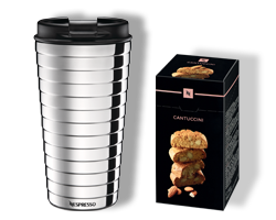 Silver Travel Mug and Biscuits