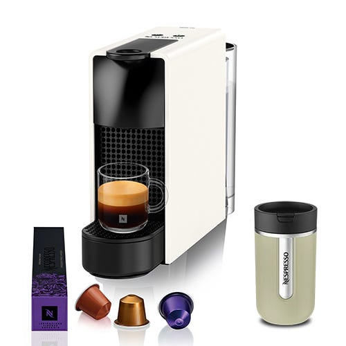 Bundle Essenza Mini White + 3 étuis + Travel Mug
