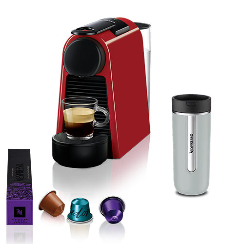 Bundle Essenza Mini Red + 3 étuis + Travel Mug